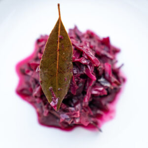 The image shows a Chez Panisse Braised Red Cabbage.